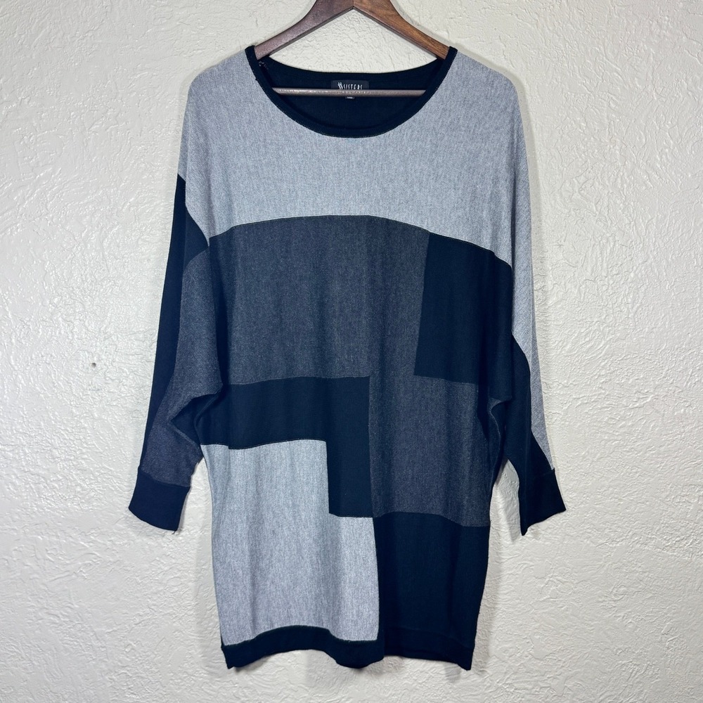 Sisters Sweater Dress S/M Patchwork Tunic Pullover Dolman Art Lagenlook Minimal‎